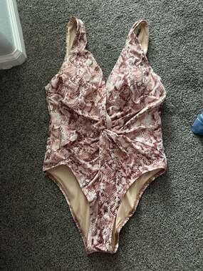 Victoria's Secret Twist Plunge Snakeskin Print One-Piece Swimsuit